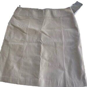 Vintage Women’s Midnight Velvet Cream White Brown Leather Skirt Sz 14 NWT